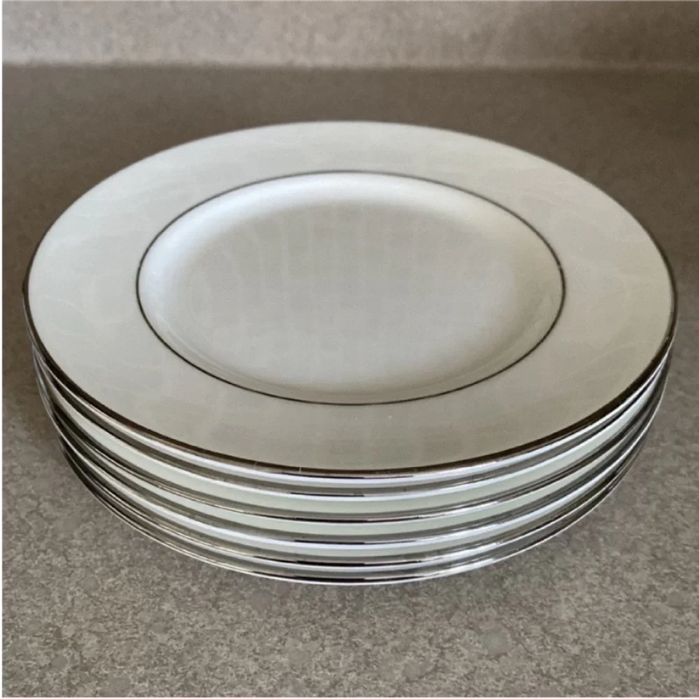 Wedgwood Regal Platinum Bread & Butter Plate and Footed Teacups Cups Set of 6